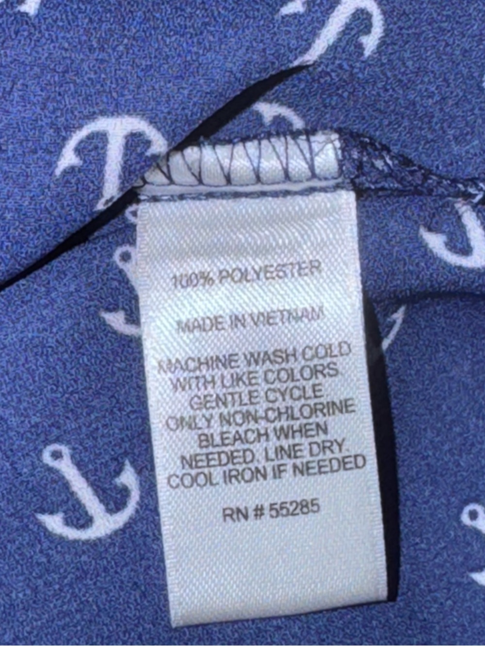 Express Portofino Navy Anchor Print Button Front Blouse Sheer Nautical Small - Picture 9 of 10